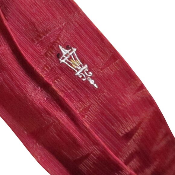 Vintage Corsair Red Embroidered Skinny Tie For Gray & Black Suits - Picture 1 of 3